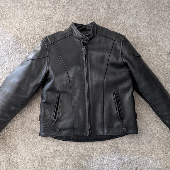 River Road Leather Motorcycle Jacket Removeable Liner Womens Large; w/Neck Warm - Picture 14 of 16